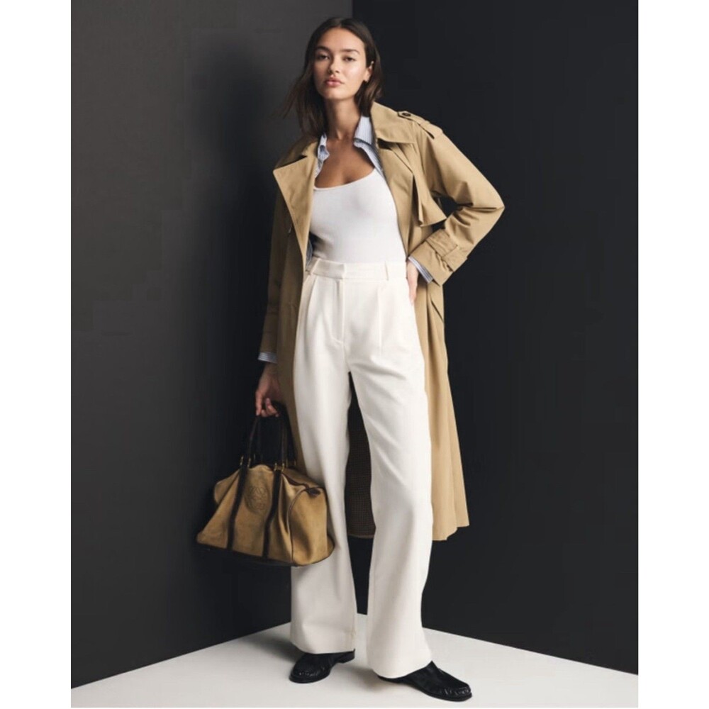 NWT Abercrombie & Fitch A&F Sloane Tailored Wide Leg White Dress Pants Size 28 S